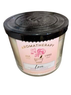 Bath & Body Works 3-Wick Aromatherapy Candle in LOVE — ROSE + VANILLA